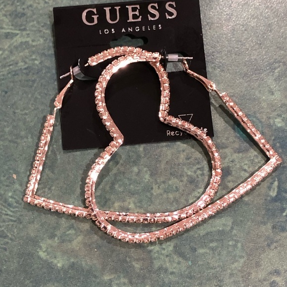 Guess heart shaped crystal rhinestone bling cubic zirconia earrings new - Picture 5 of 13